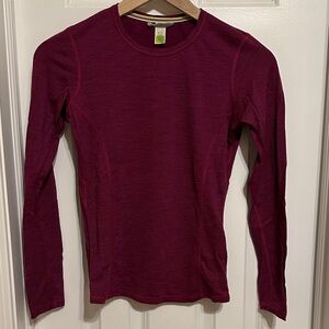 Women's Long Sleeve Pink Stripe 100% Wool Smartwool Baselayer Top